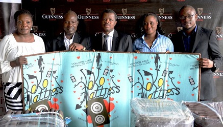(L-r): Toyin Ekpeneidua, head, Fundraising; Oluwole Elegbede, director, Finance & Operations, ActionAid; Sesan Sobowale, corporate relations director, Guinness Nigeria Plc; Taiwo Yusuf, supporter services officer and Osita Abana, sustainable development manager, during the handover of Mattresses for Internally Displaced Persons donated by Guinness Nigeria to ActionAid which held at the Guinness Nigeria Headquarters, Ikeja on Monday.